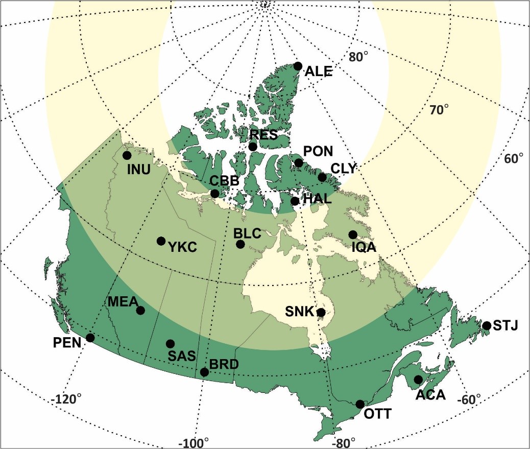 Map of the NRCan riometer network